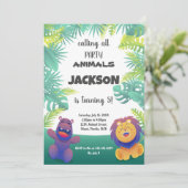Wild Safari Animal Party Theme voor kinderen Kaart (Staand voorkant)