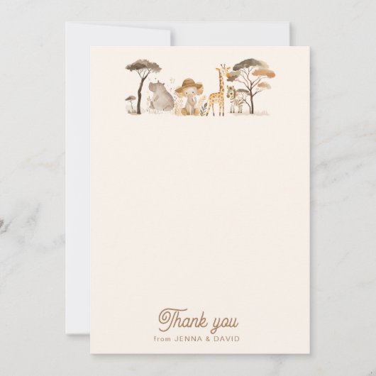 Wild Safari Animals Baby shower Hartelijk dank Bedankkaart (Voorkant)
