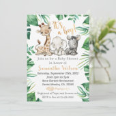 Wild Safari Animals Baby shower Uitnodiging (Staand voorkant)