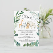 Wild Safari Animals Invitation Baby shower de cour (Debout devant)