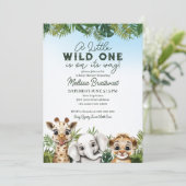 Wild Safari Animaux Baby shower Invitation (Debout devant)