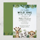 Wild Safari Animaux Baby shower Invitation (Devant / Derrière)