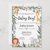Wild Safari Animaux Baby shower Invitation (Devant)