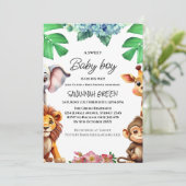 Wild Safari Animaux Baby shower Invitation (Debout devant)