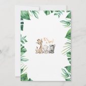 Wild Safari Animaux Baby shower Invitation (Dos)