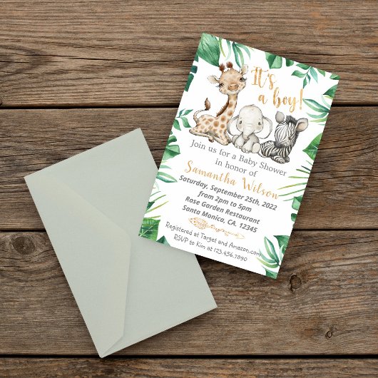 Wild Safari Animaux Baby shower Invitation
