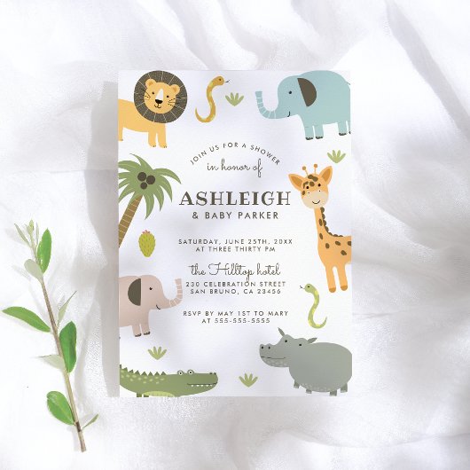 Wild Safari Cute Baby shower Kaart