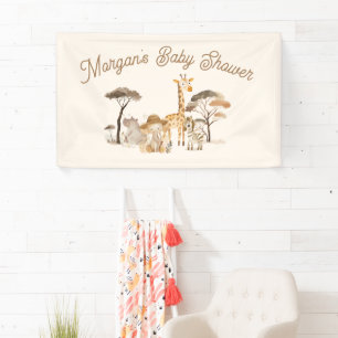 Wild Safari Dieren Baby shower Spandoek