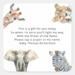 Wild Safari Dieren - Gebedskaars label