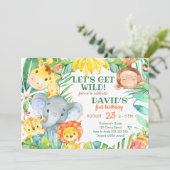 Wild Safari Dieren Jongen 1e verjaardag Kaart (Staand voorkant)