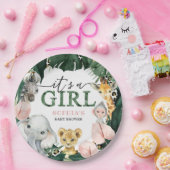 Wild Safari Het is een Girl Baby shower Paper Bord (Feest)
