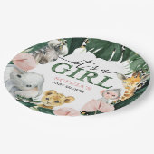 Wild Safari Het is een Girl Baby shower Paper Bord (Gekanteld)