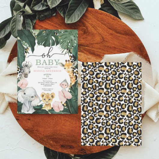 Wild Safari Jungle Animaux Baby shower Invitation