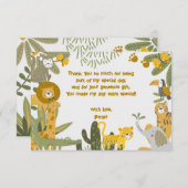 Wild safari kinderen bedankkaart (Voorkant / Achterkant)