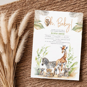 Wild Safari Oerwoud Baby Dieren Baby shower Kaart