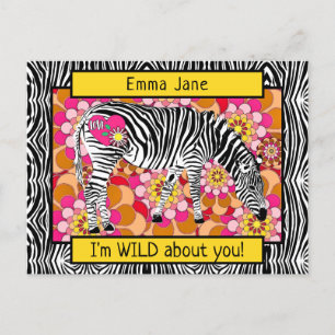 Wild Safari Zebra Hippie Valentijnsdag Briefkaart