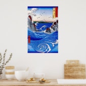 Wild sea breaking on the rocks - HIROSHIGE Poster (Keuken)