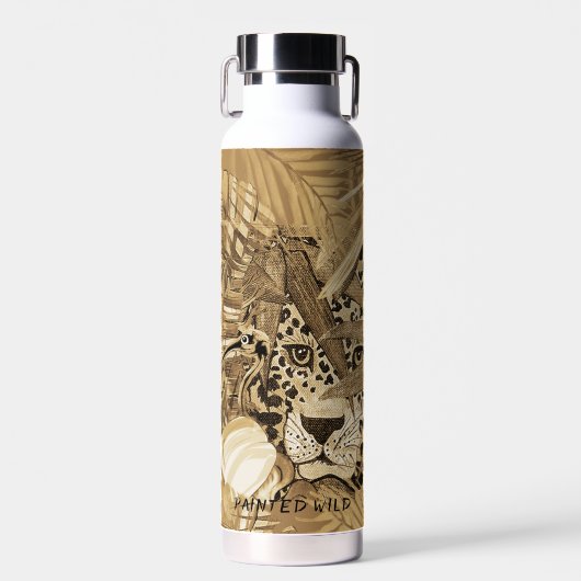 Wild Sepia Leopard  Water Bottle Waterfles (Voorkant)