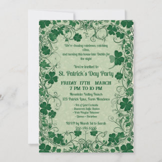 Wild Shamrock Vine Funky Saint Patricks Day Party  Kaart