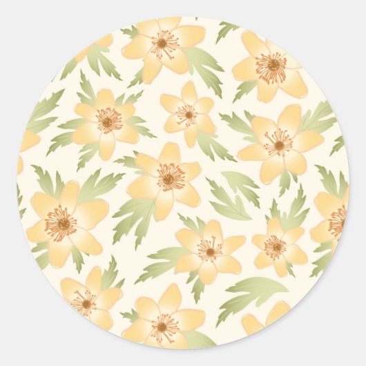 Wild Sinaasappel Anemone Flowers - naadloos patroo Ronde Sticker (Voorkant)