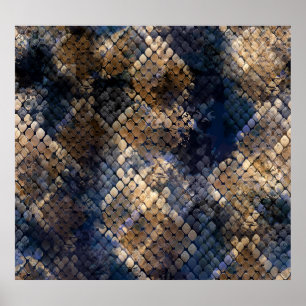 Wild Snakeskin Waterverf Naadloos ontwerp Poster