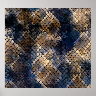 Wild Snakeskin Waterverf Naadloos ontwerp Poster