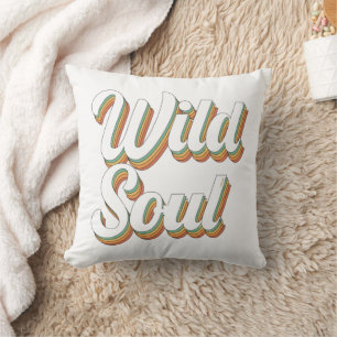 WILD SOUL 70's typografische retro design Kussen