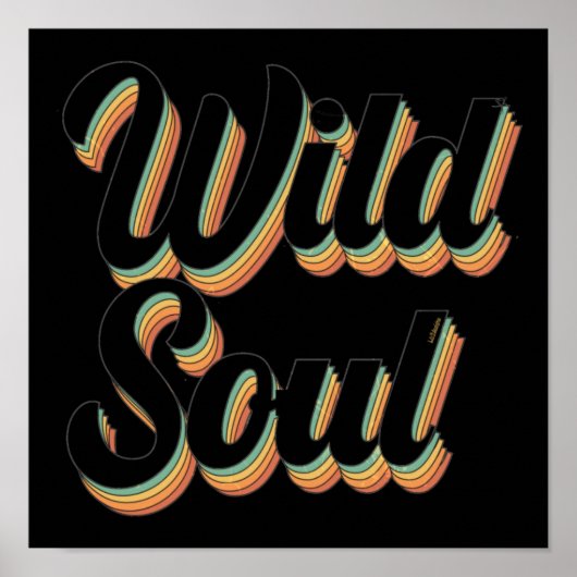WILD SOUL 70's typografische retro design Poster (Voorkant)