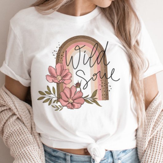 Wild Soul Modern Boho Rainbow Floral T-shirt