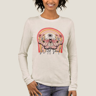 Wild Soul Retro Boho Rainbow Floral Butterfly Tri-Blend Shirt
