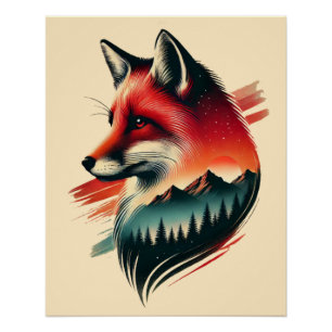 Wild Spirit Fox - Affiche artistique inspirée par 