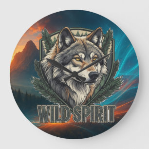 Wild Spirit Wolf - Muurklok Grote Klok