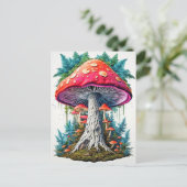 Wild Sprouting Psychedelic Mushrooms Art Briefkaart (Staand voorkant)