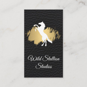 Wild Stallion Goud Geborsteld Leer Visitekaartje