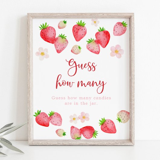Wild Strawberry Verjaardag Raad hoeveel spel Poster