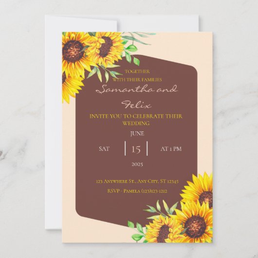 Wild Sunblos Autumn Wedding Invitation Kaart (Voorkant)