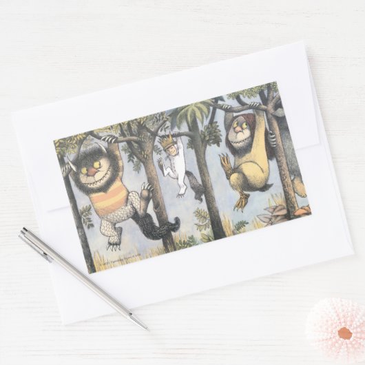 Wild Things and Max Swinging From Trees Rechthoekige Sticker (Envelop)