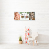 Wild Three Safari Oerwoud 3rd Birthday Photo Banne Spandoek (Insitu)