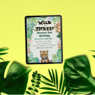 Wild & Three, Watercolor Jungle Verjaardag Kaart