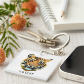 Wild Tiger Animal Face Sleutelhanger (Voorkant Rechts)