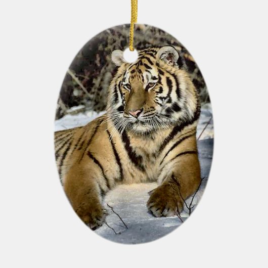Wild Tiger Art kerstversiering Keramisch Ornament (Voorkant)
