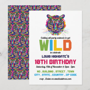 Wild Tiger, Birthday Party Invitation Kaart