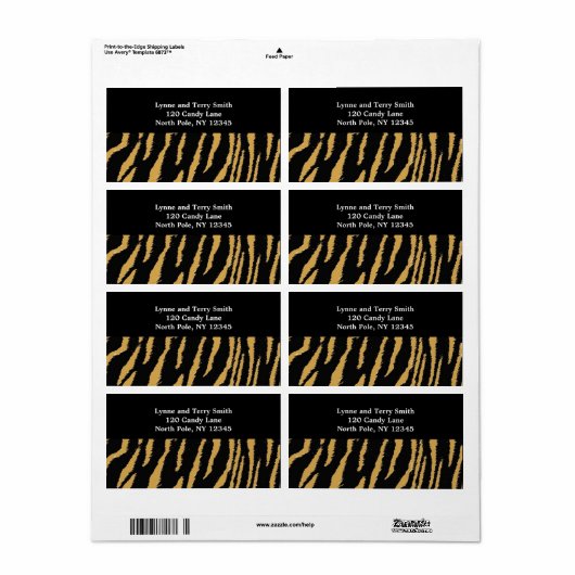 Wild Tiger Fur Pattern Etiket (Full Sheet)