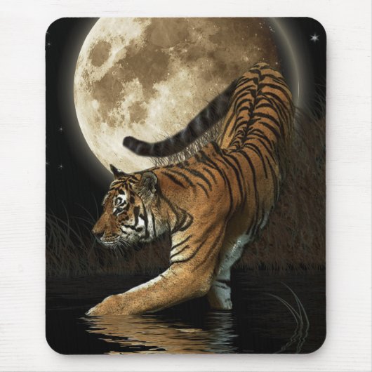 WILD TIGER & MOON Mousepad Muismat (Voorkant)