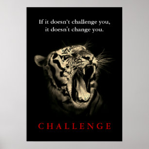 Wild Tiger Motivatie Challenge Sepia Poster