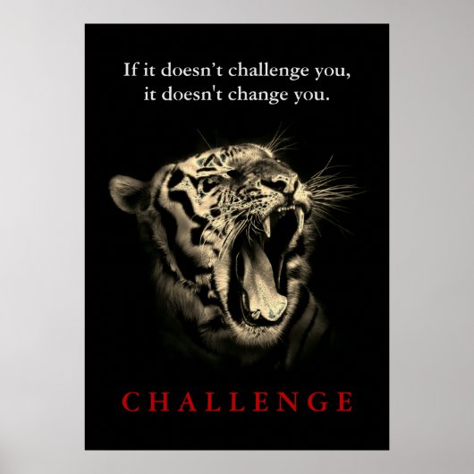 Wild Tiger Motivatie Challenge  Sepia Poster (Voorkant)