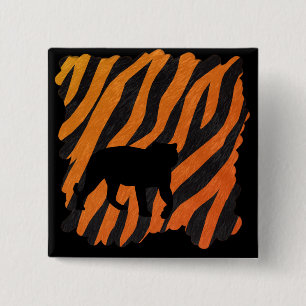Wild Tiger Pin Vierkante Button 5,1 Cm