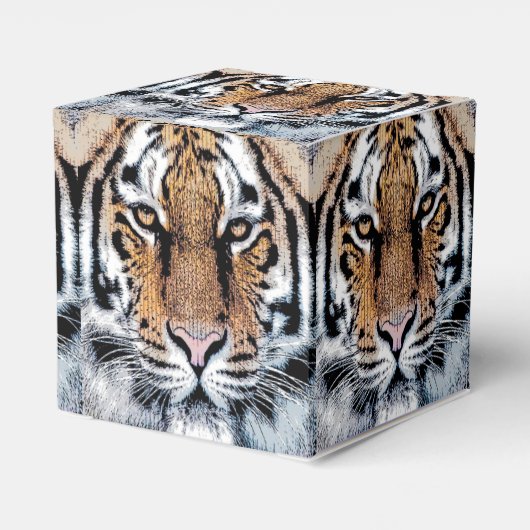 Wild Tiger Portret Grafische persstijl Bedankdoosjes (Achterkant)