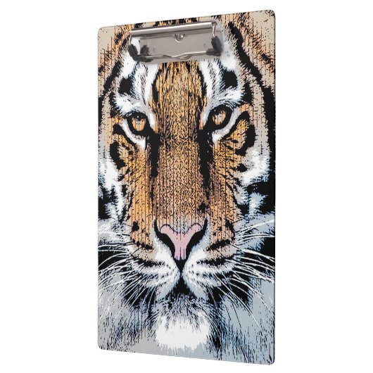 Wild Tiger Portret Grafische persstijl Klembord (Links)