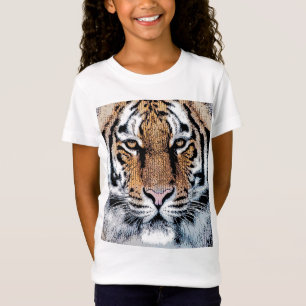 Wild Tiger Portret Grafische persstijl T-shirt